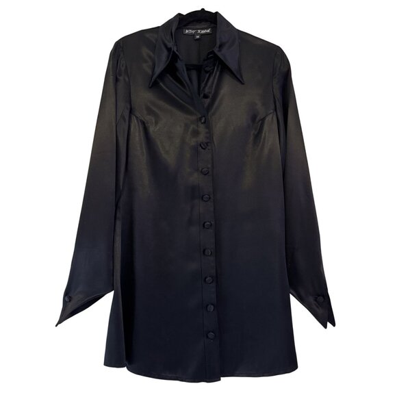 Betsey Johnson Dresses & Skirts - Vintage Betsey Johnson Women's Black 90s Long Sleeve Collared Shirt Dress Size M